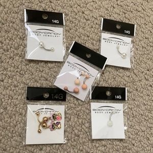 Pack of five novelty navel rings